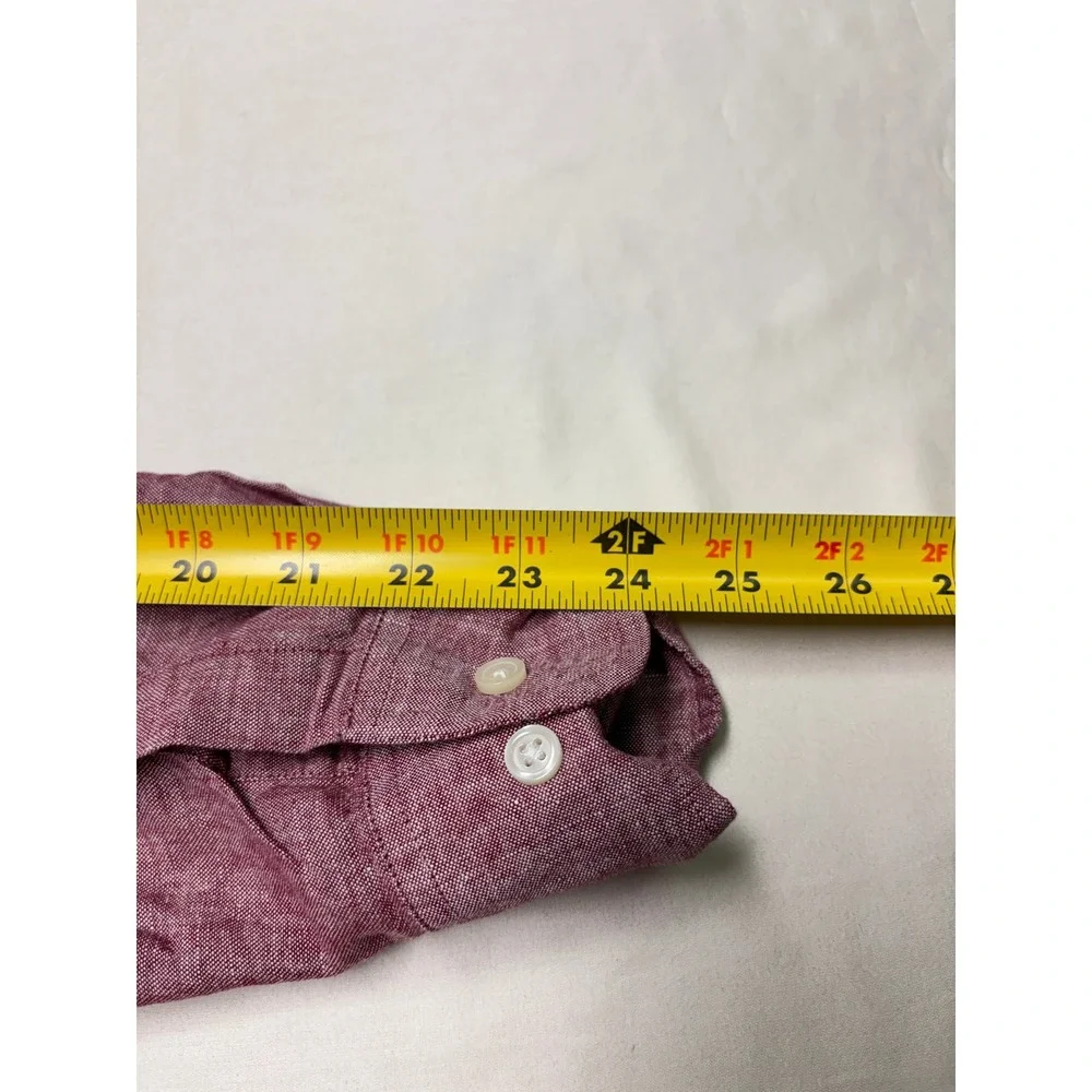 Banana Republic Mens Small Red Linen Cotton Slim Fit Button Down Shirt LS